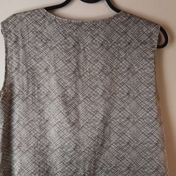 Talbot's Petite Cotton Silk Sleeveless Blouse Ruffle | Tan, Black, Brown | 12P - Picture 6 of 11